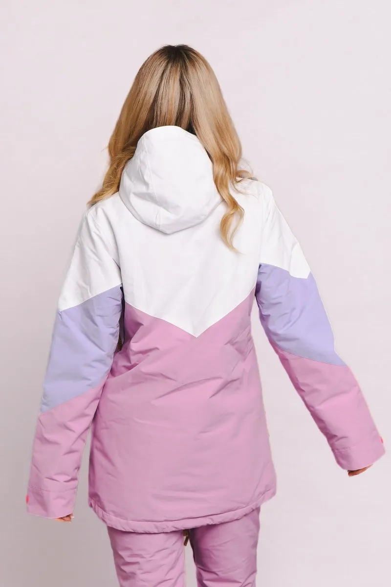 1080 Women's Ski & Snowboard Jacket - Pastel Pink, White & Pastel Purple