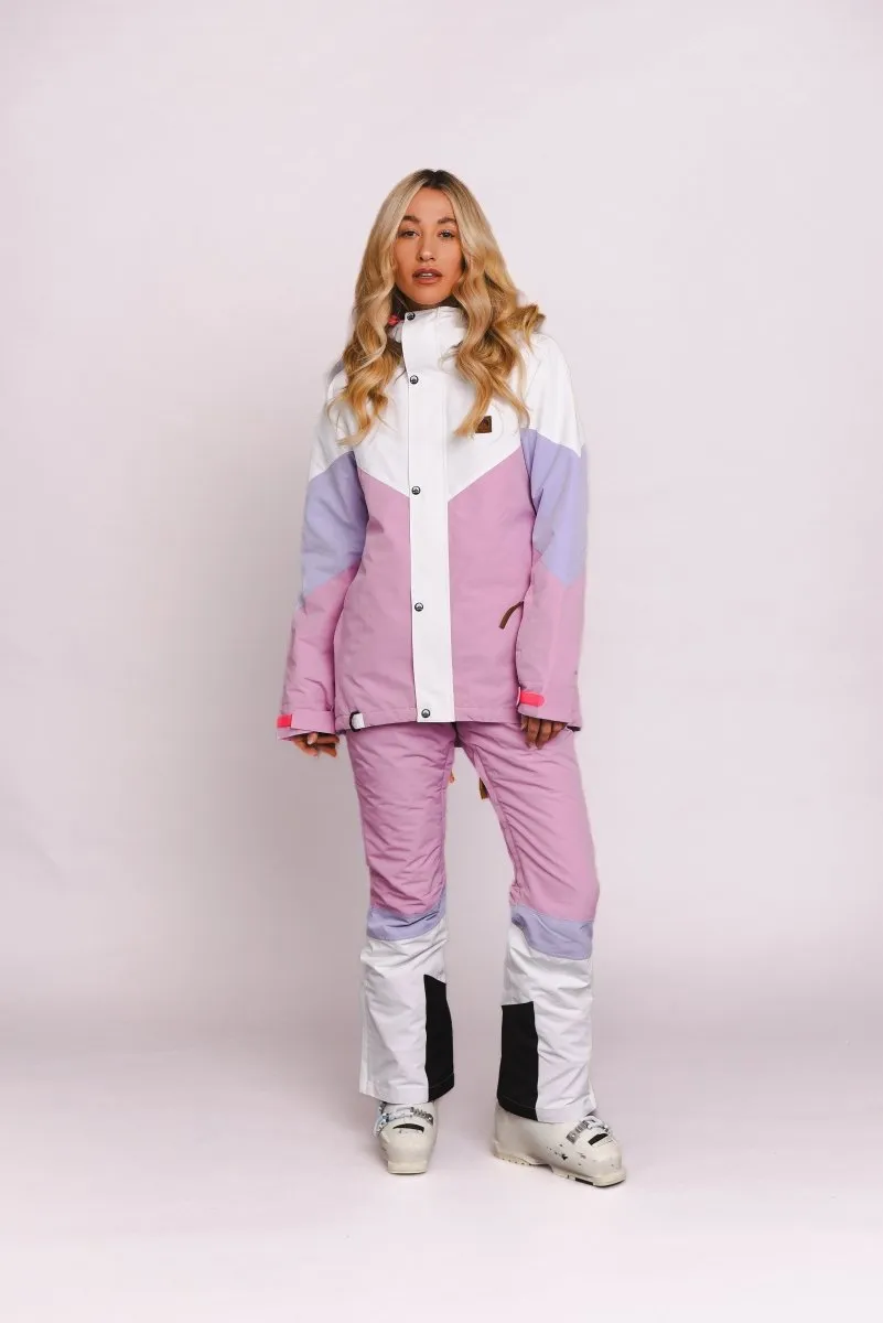 1080 Women's Ski & Snowboard Jacket - Pastel Pink, White & Pastel Purple