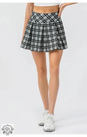 Active Checkered Pleated Skirt