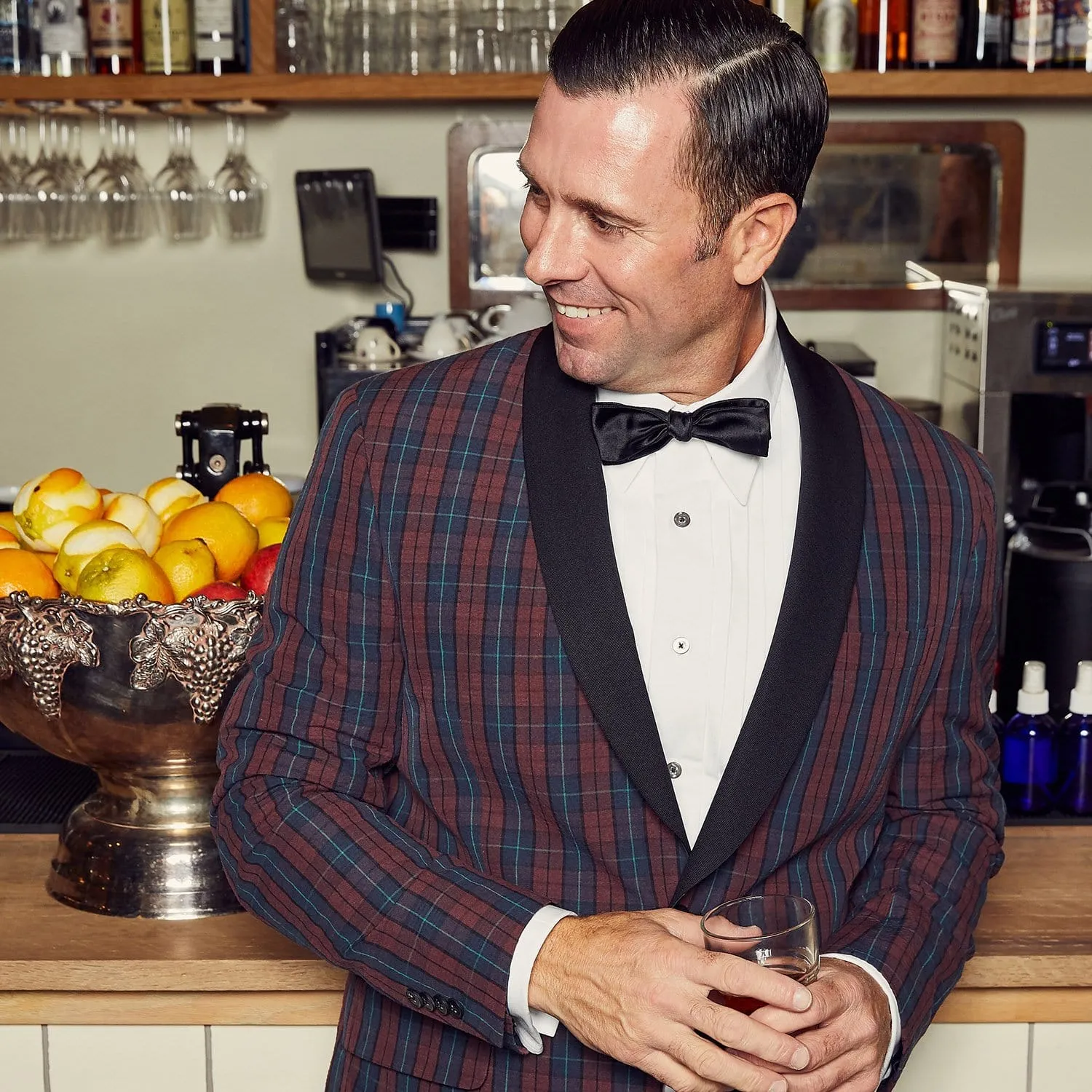 Audubon Burgundy Blue Seersucker Royale Plaid Dinner Jacket
