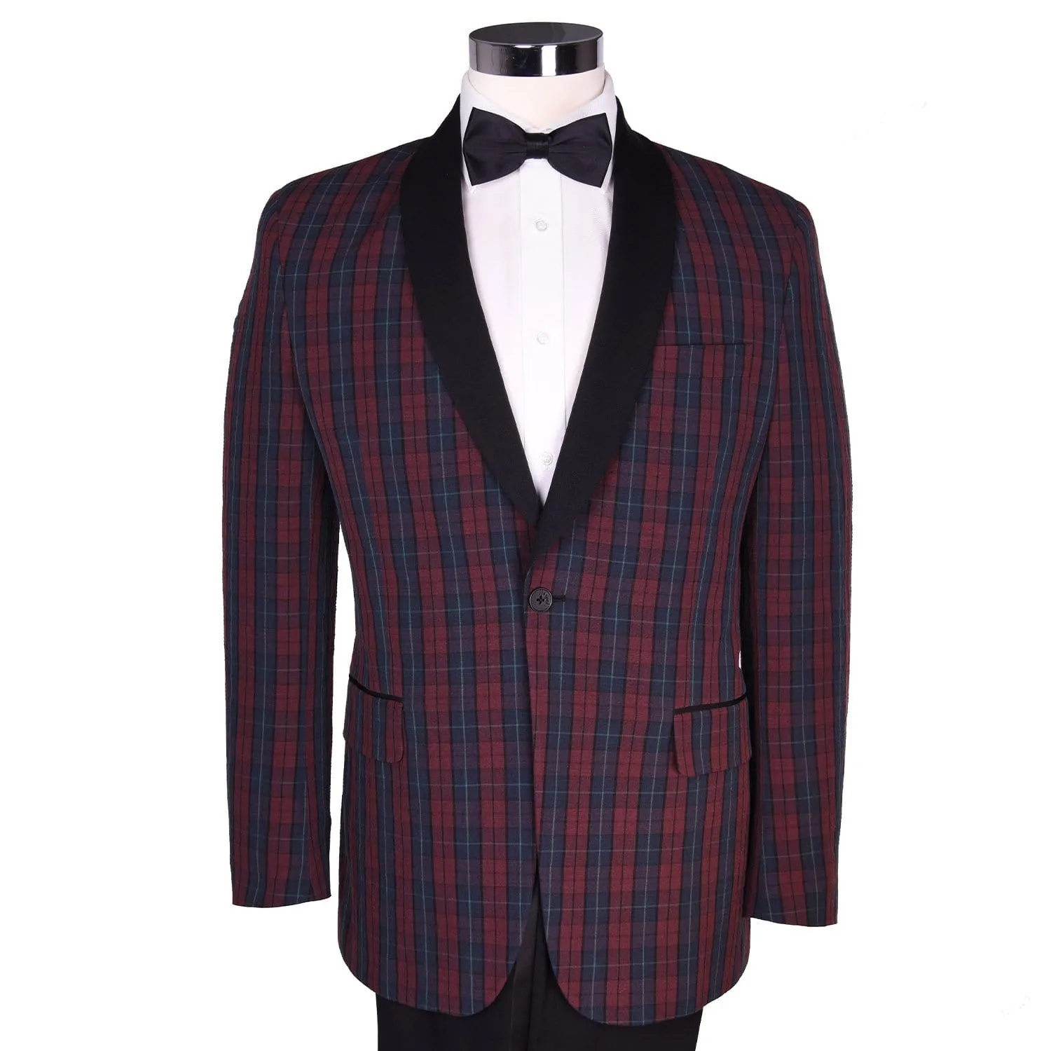 Audubon Burgundy Blue Seersucker Royale Plaid Dinner Jacket