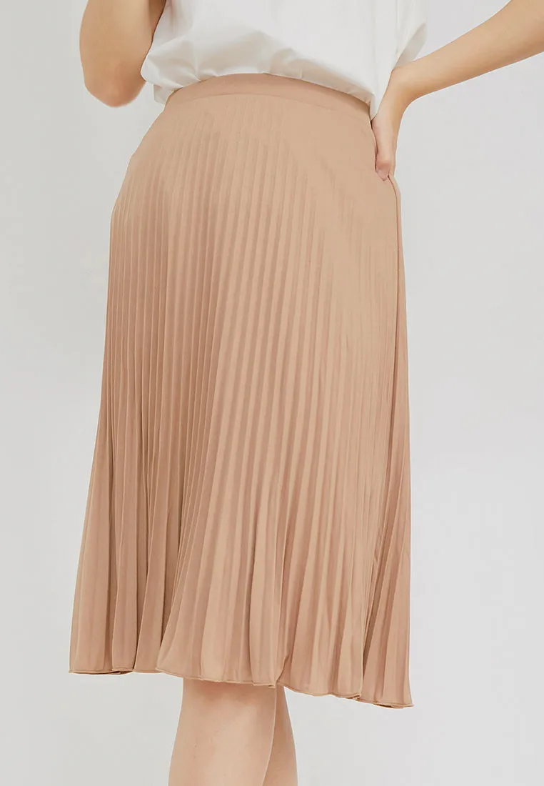 Basic Pleated Skirt Nude