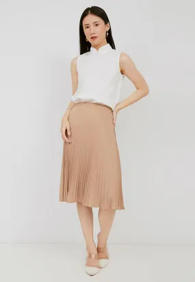 Basic Pleated Skirt Nude