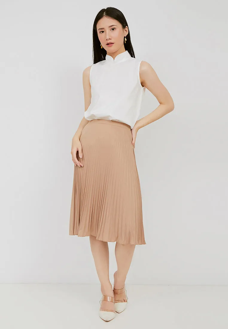 Basic Pleated Skirt Nude