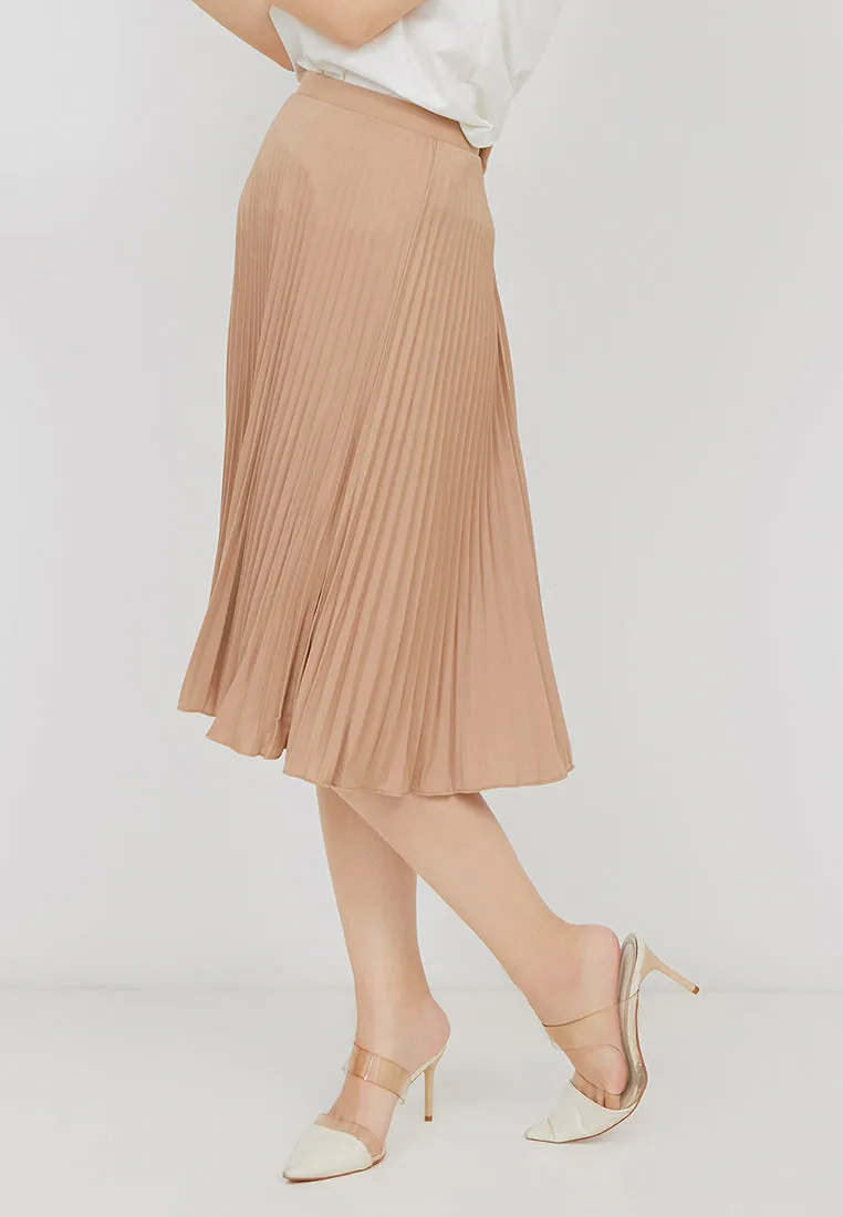 Basic Pleated Skirt Nude