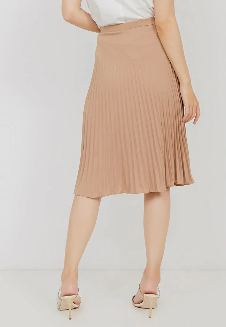 Basic Pleated Skirt Nude