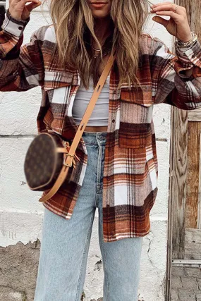 Buttoned Plaid Shirt Coat