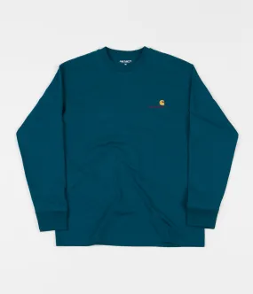 Carhartt American Script Long Sleeve T-Shirt - Moody Blue