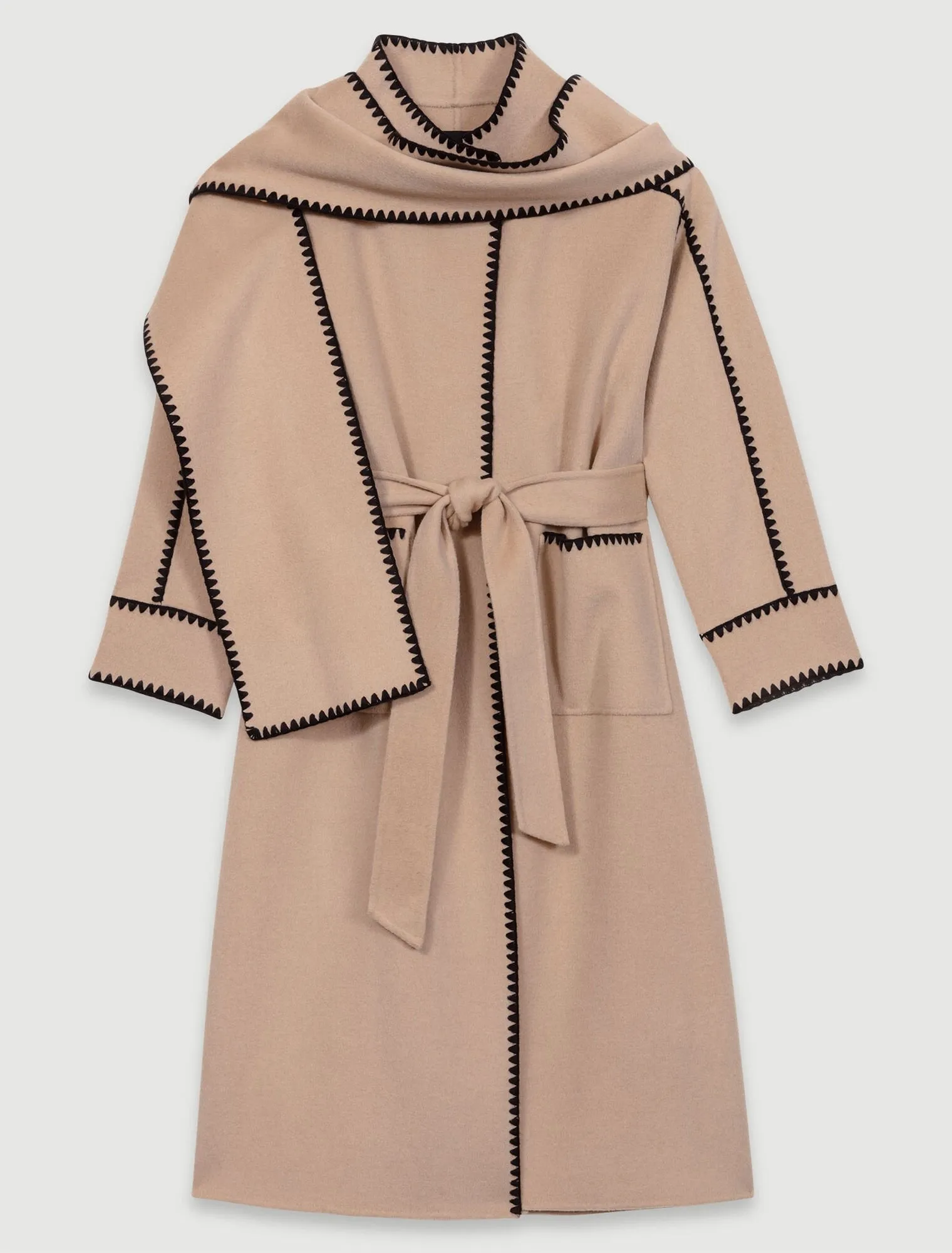 Coat with removable scarf