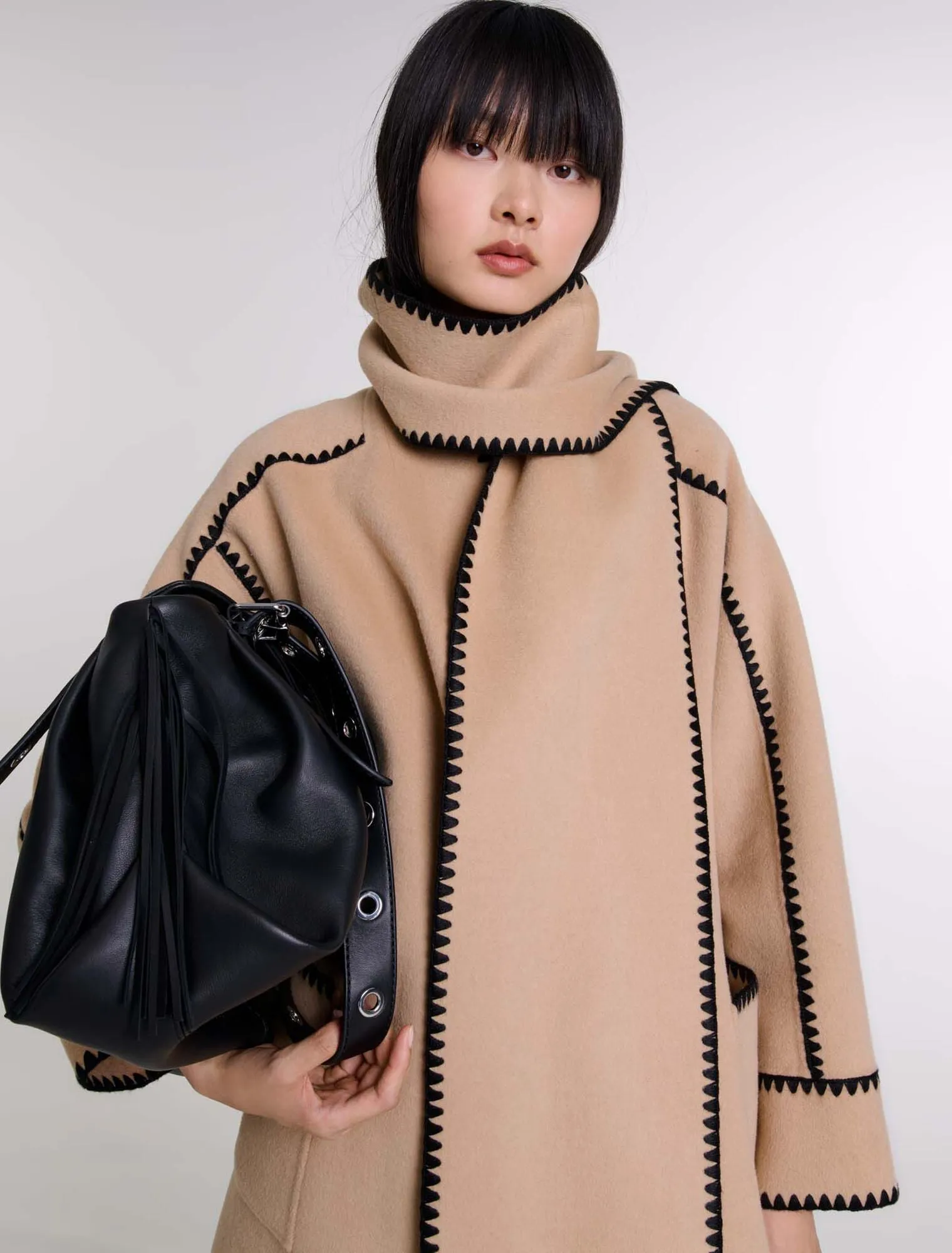 Coat with removable scarf