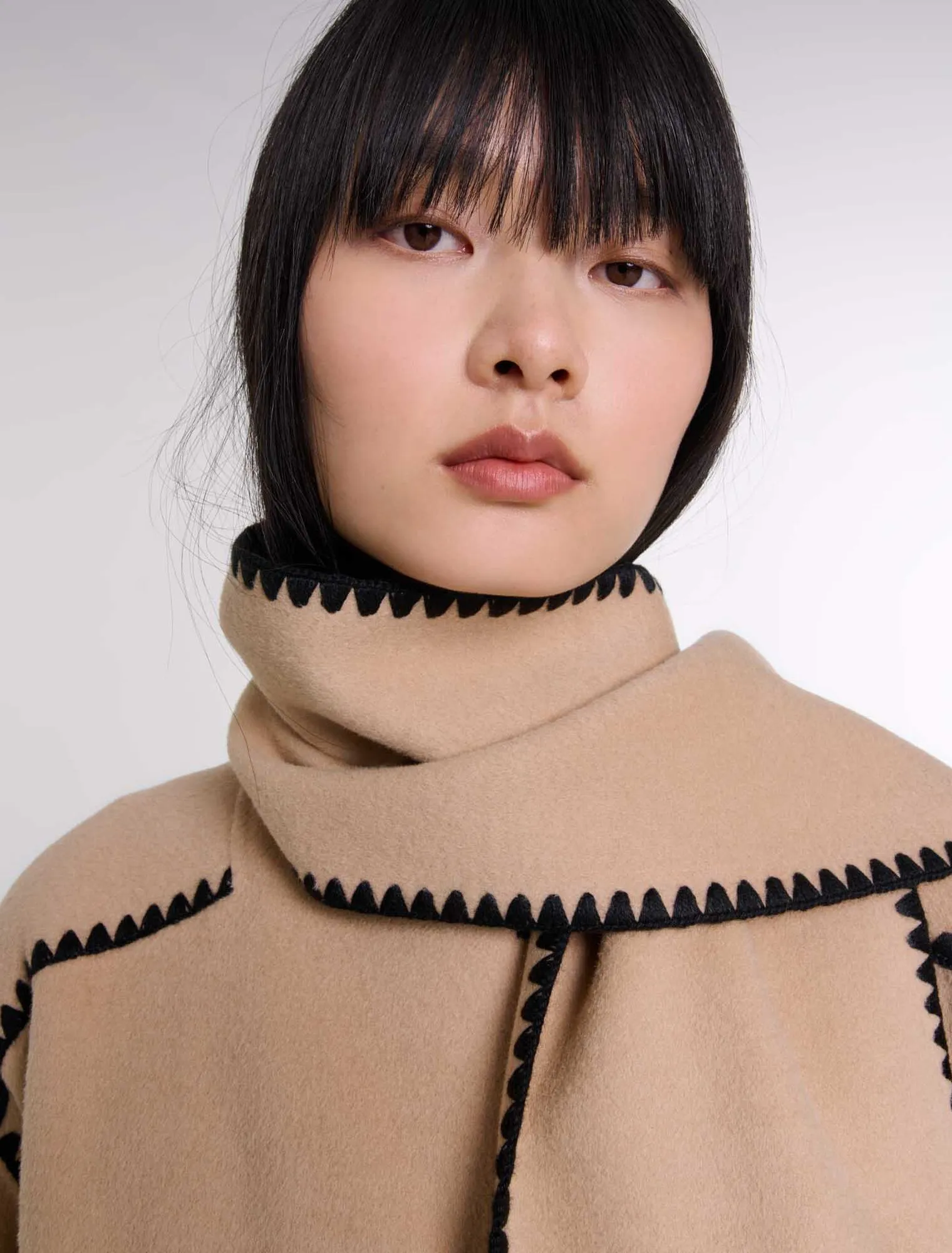 Coat with removable scarf