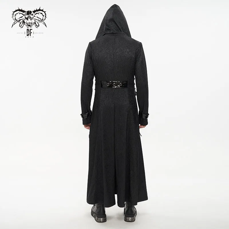 ct194 black men's fake girdle slim fit punk hooded men coat