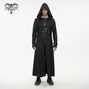 ct194 black men's fake girdle slim fit punk hooded men coat