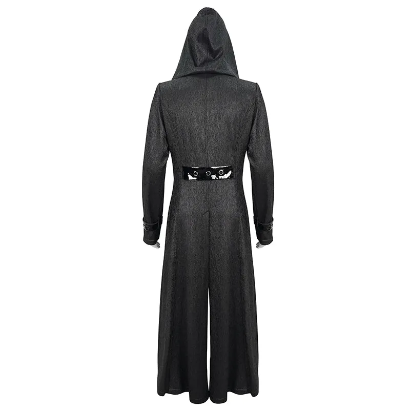 ct194 black men's fake girdle slim fit punk hooded men coat