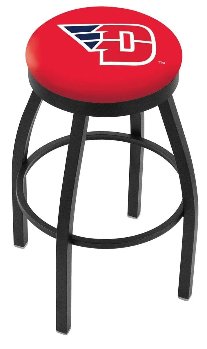 Dayton Flyers HBS Black Swivel Bar Stool with Red Cushion
