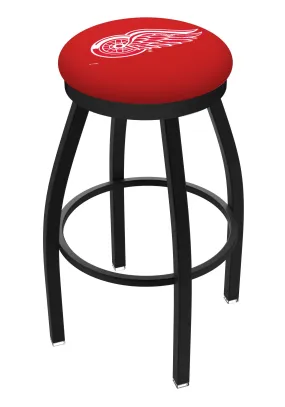 Detroit Red Wings HBS Black Swivel Bar Stool with Red Cushion