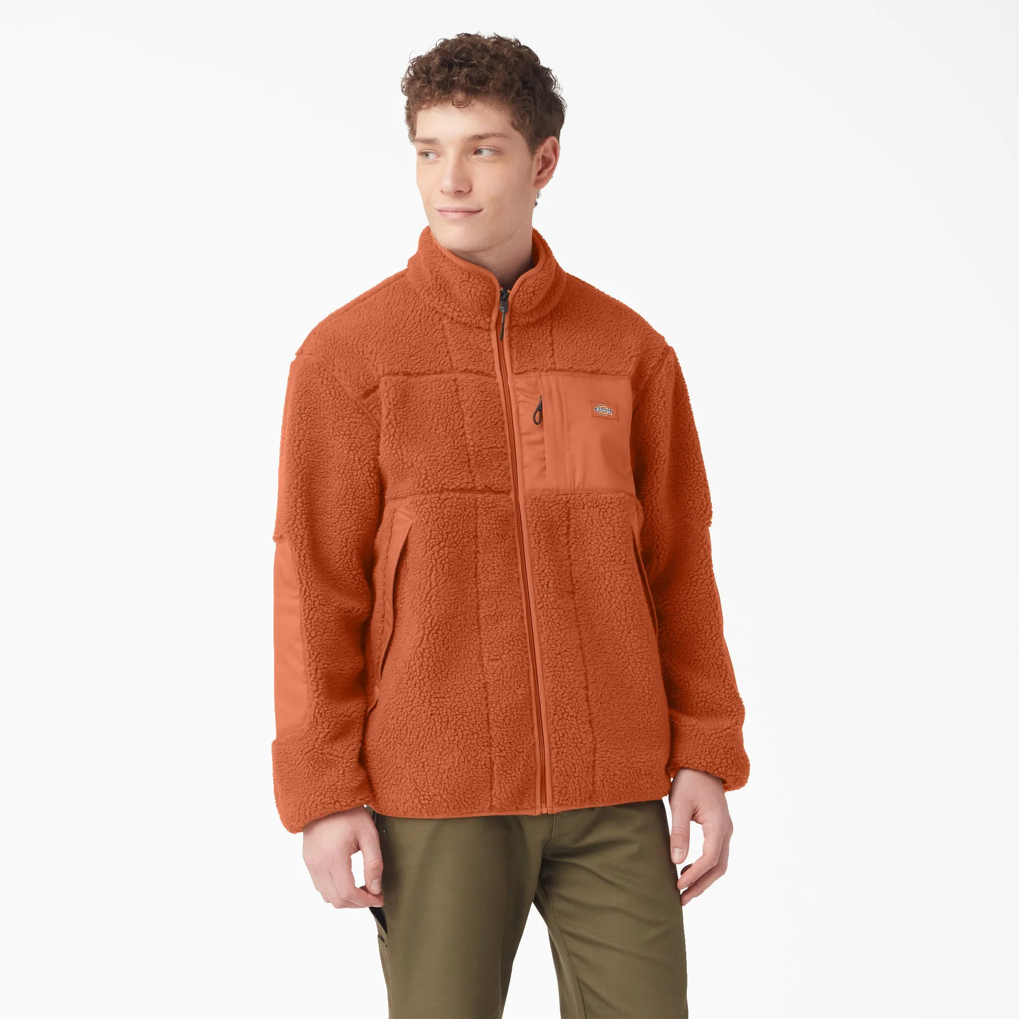 Dickies Men's Red Chute Fleece Jacket Gingerbread Brown TJE06IE