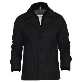 Dissident Men's Black Wool Mix Pea Coat