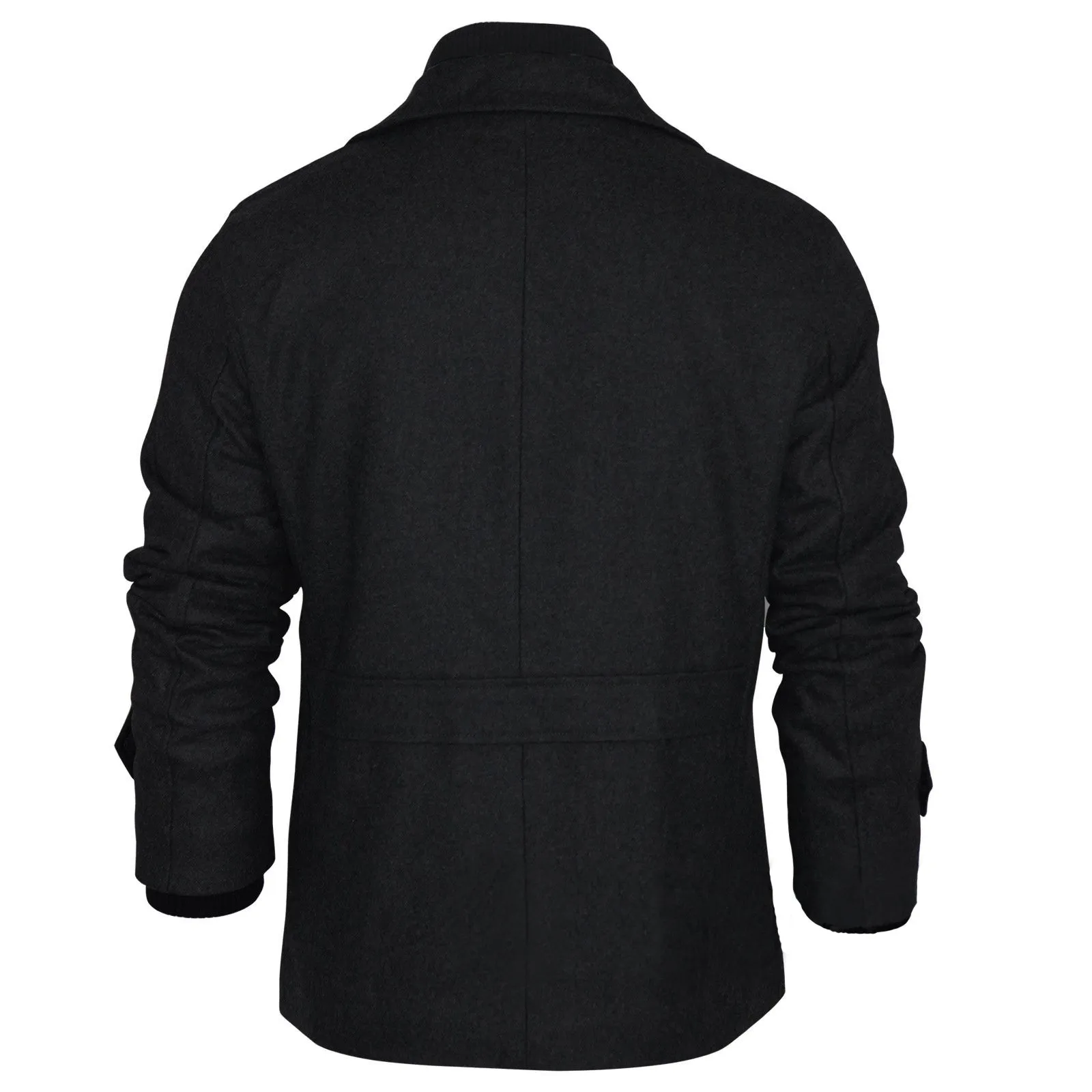Dissident Men's Black Wool Mix Pea Coat