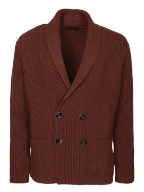 Double-breasted brown cardigan