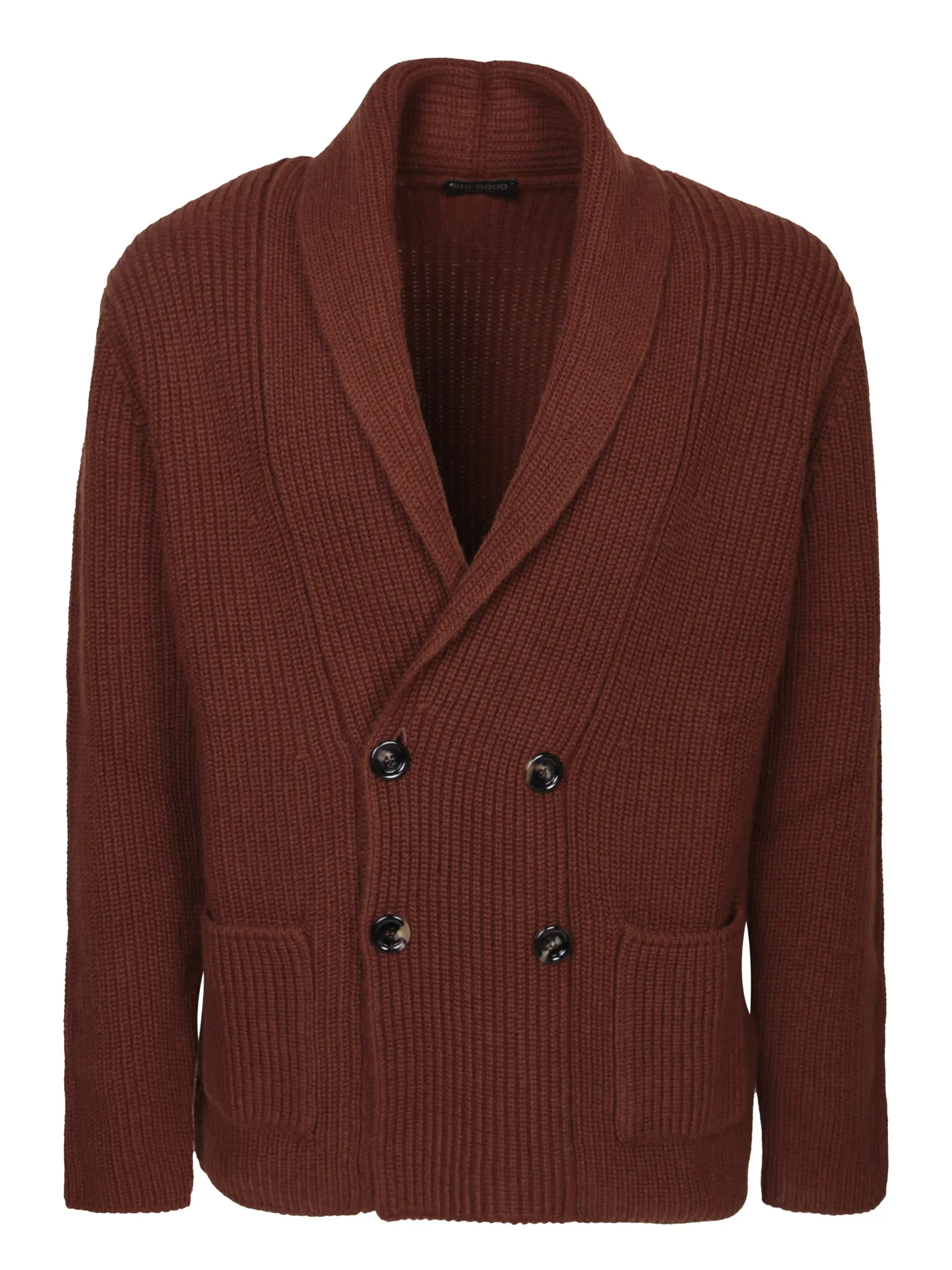 Double-breasted brown cardigan