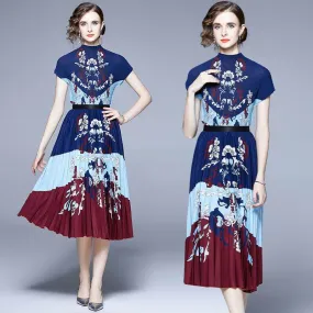 Elegant Turtleneck Top with Pleated Skirt Set for Women