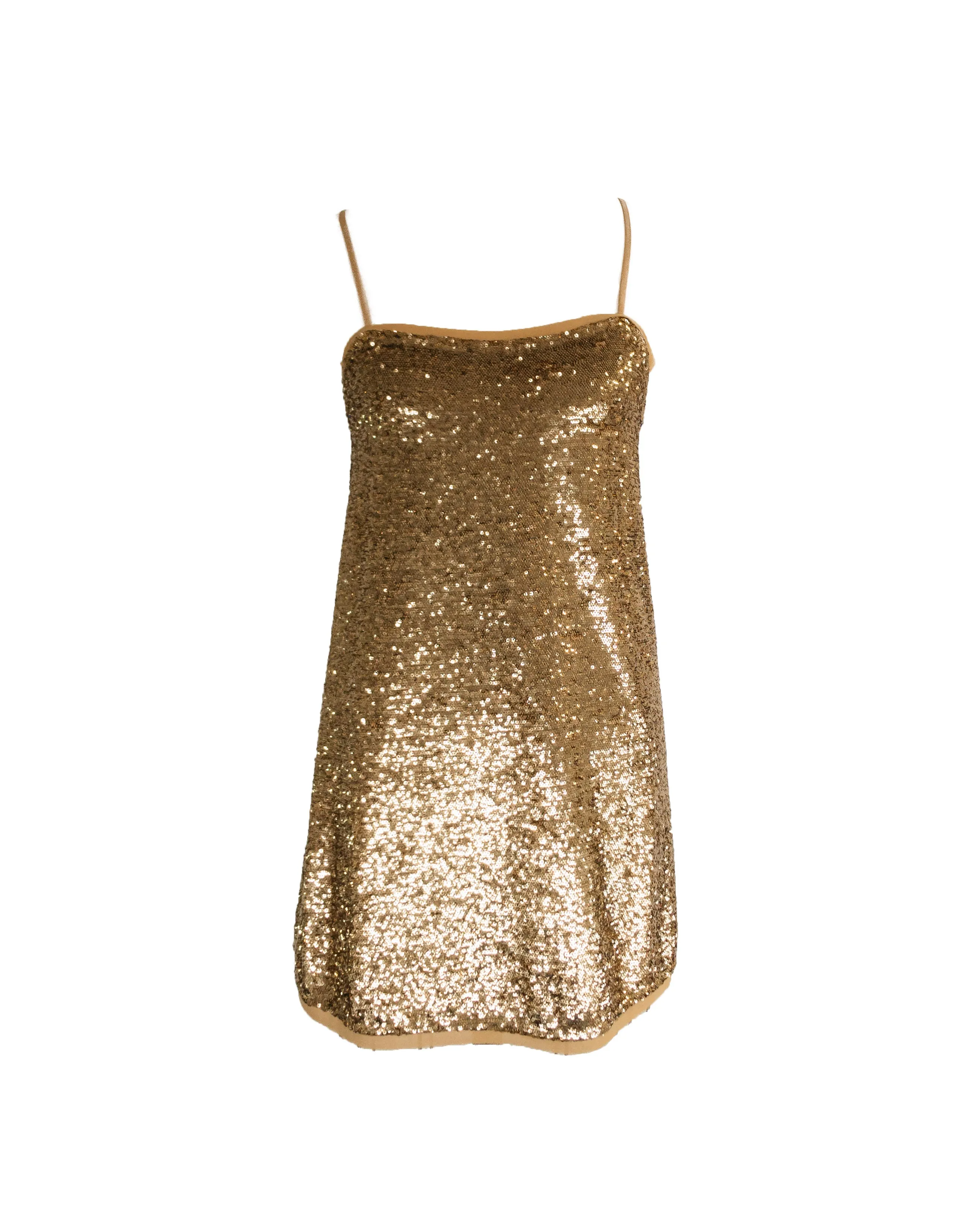 FREE PEOPLE Women's gold sequin mini slip dress, S