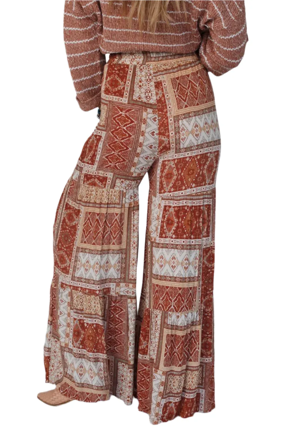 Geometric High Waist Wide Leg Pants