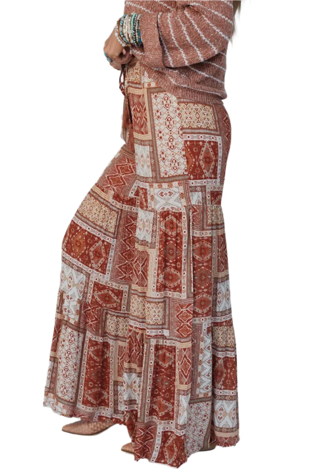 Geometric High Waist Wide Leg Pants