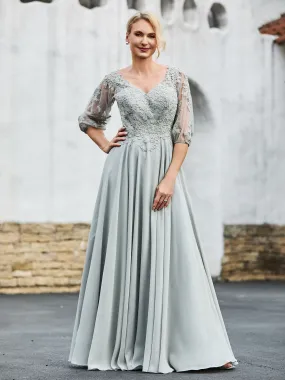 Half Sleeves Lace Top Pleated Dress Vintage Mauve