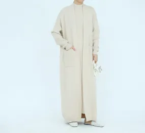 Heeba Beige Two Piece Cardigan Set