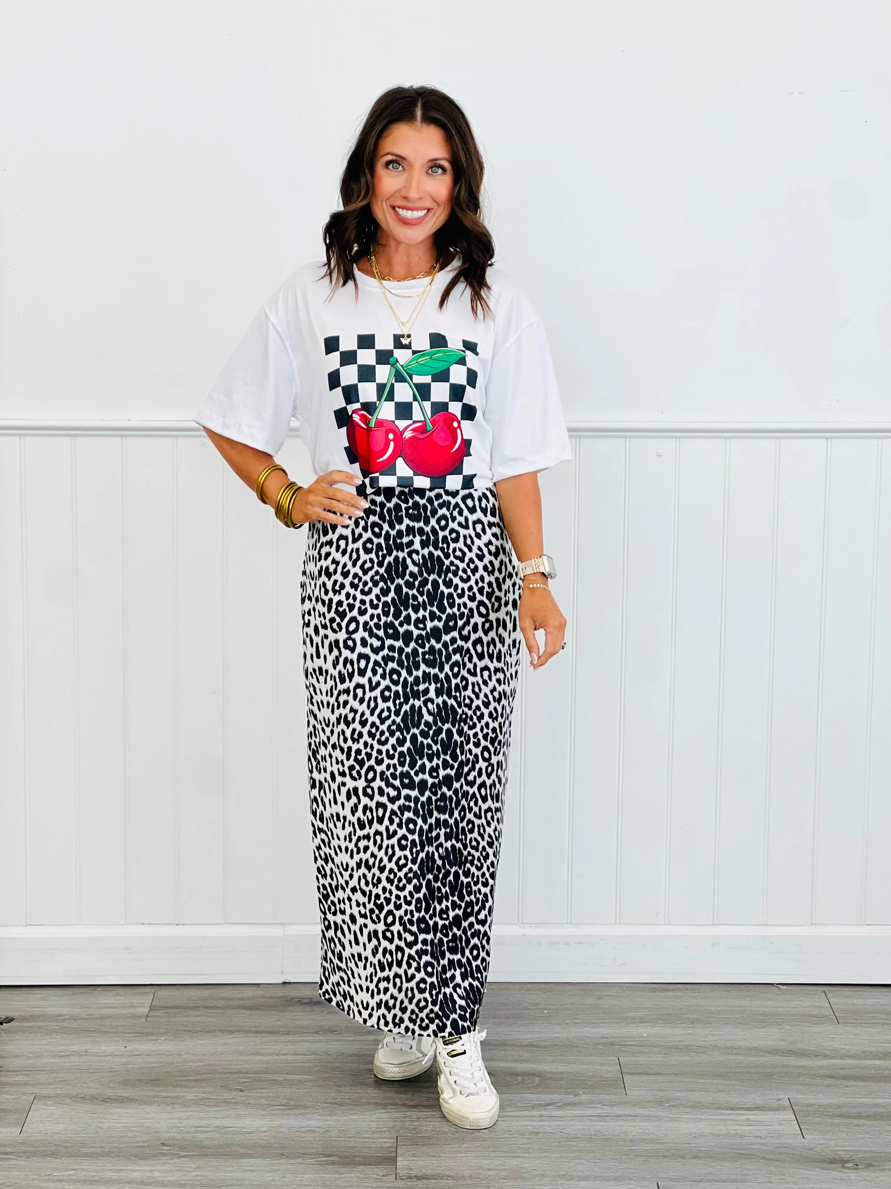 Leopard Side Zip Midi Skirt (Reg & Plus)-3 Colors