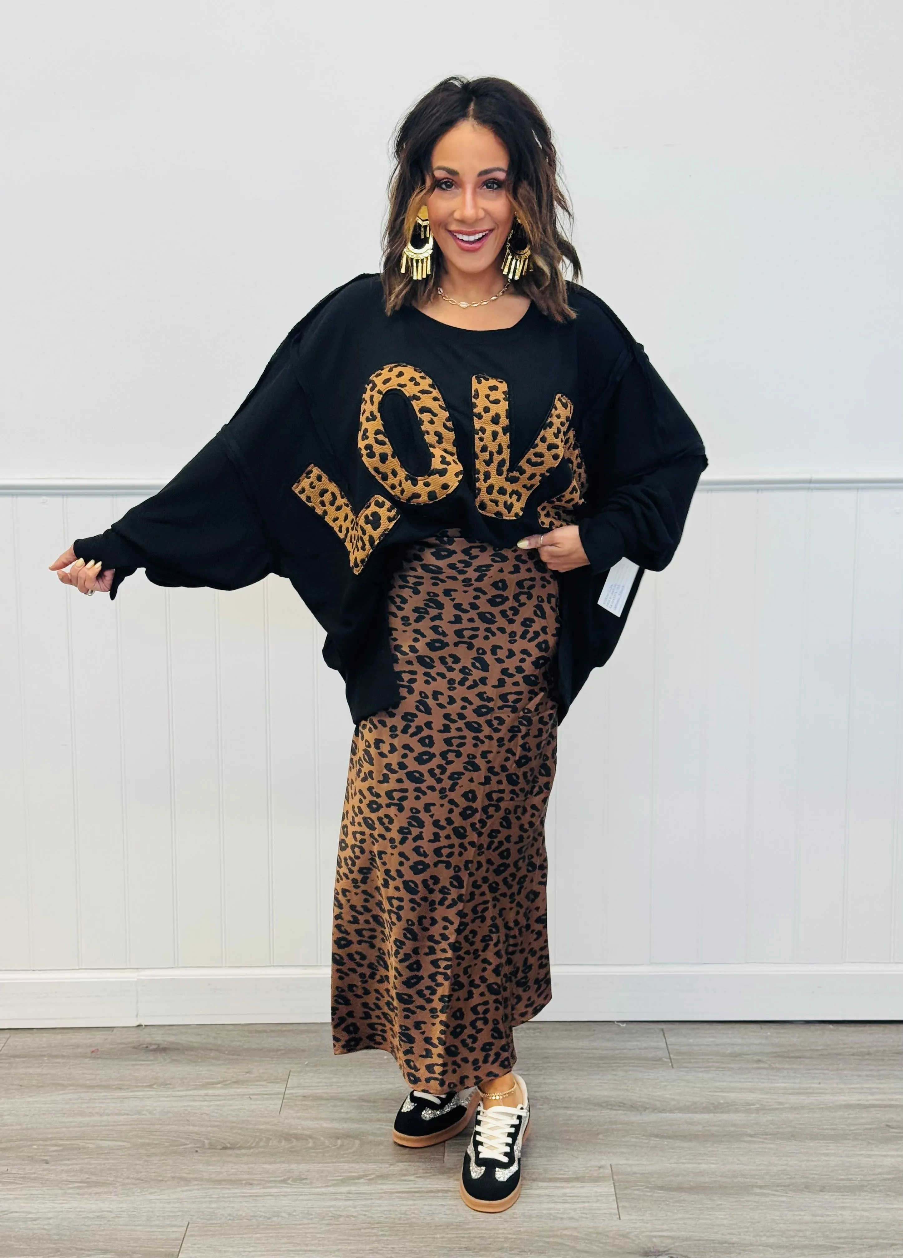 Leopard Side Zip Midi Skirt (Reg & Plus)-3 Colors