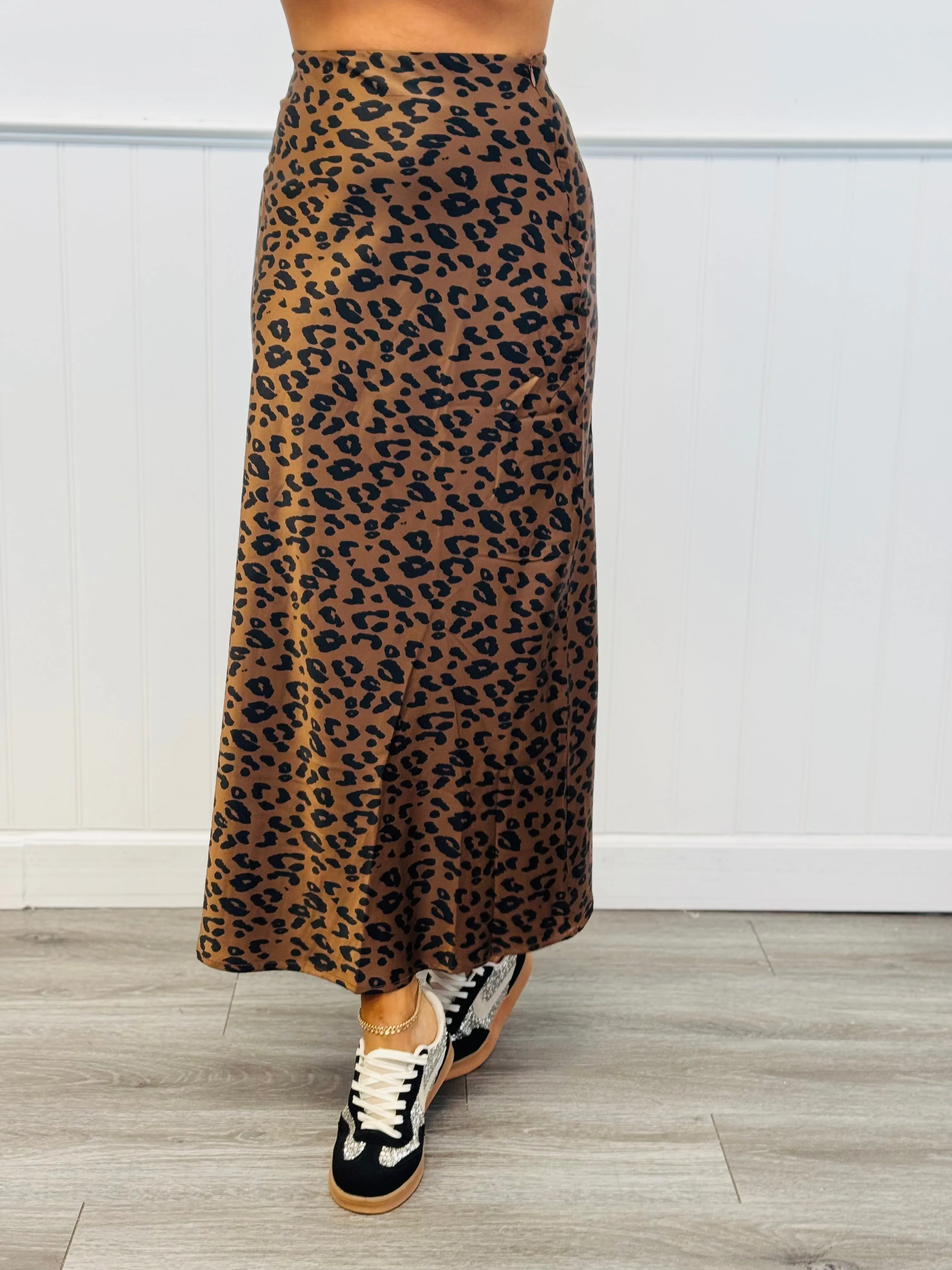 Leopard Side Zip Midi Skirt (Reg & Plus)-3 Colors