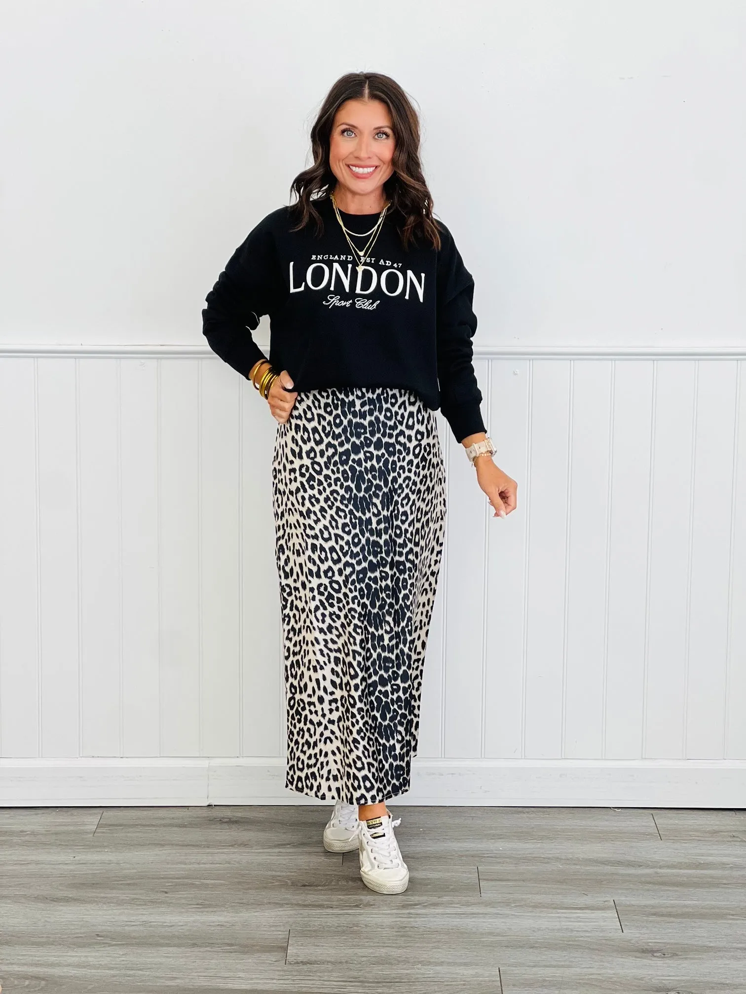 Leopard Side Zip Midi Skirt (Reg & Plus)-3 Colors
