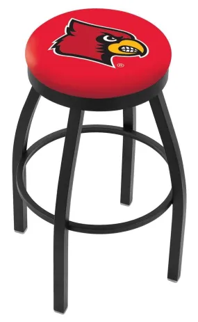 Louisville Cardinals HBS Black Swivel Bar Stool with Cushion