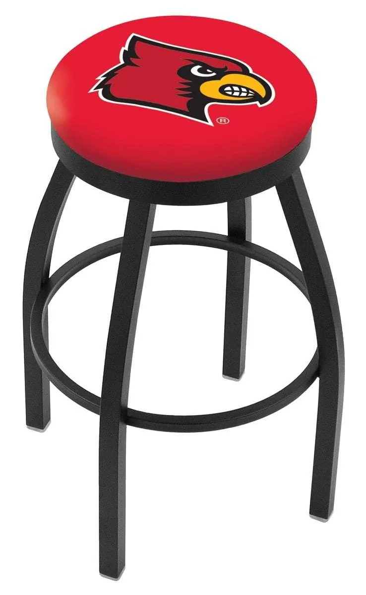 Louisville Cardinals HBS Black Swivel Bar Stool with Cushion