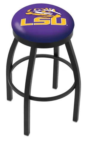 LSU Tigers HBS Black Swivel Bar Stool with Purple Cushion