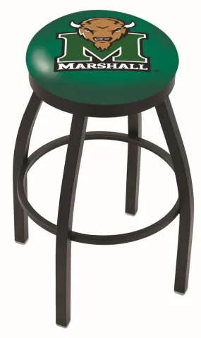 Marshall Thundering Herd HBS Black Swivel Bar Stool with Green Cushion