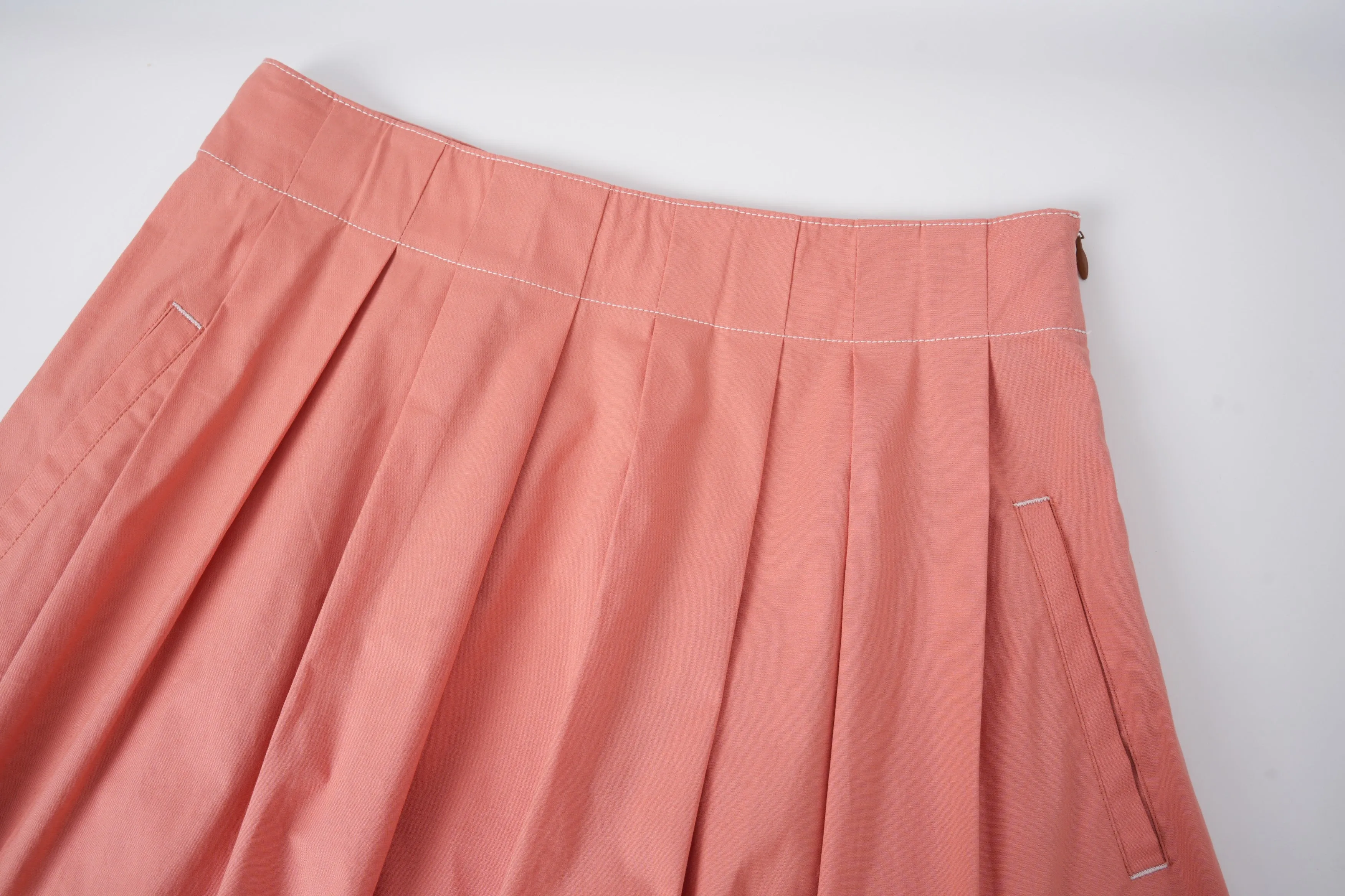 midi soft pleated skirt - sherbet