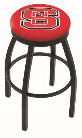 NC State Wolfpack HBS Black Swivel Bar Stool with Red Cushion