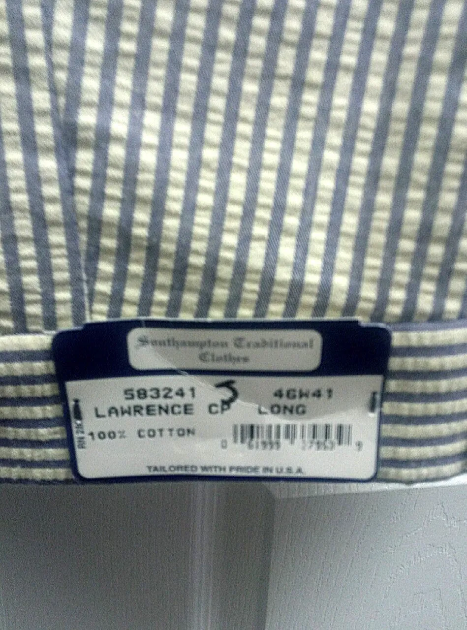 New- Southampton Blue/White 100% Cotton Seeksucker Suit- size 46L