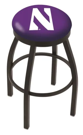 Northwestern Wildcats HBS Black Swivel Bar Stool with Purple Cushion