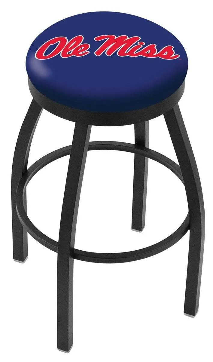 Ole Miss Rebels HBS Black Swivel Bar Stool with Blue Cushion