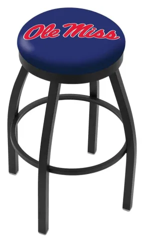 Ole Miss Rebels HBS Black Swivel Bar Stool with Blue Cushion
