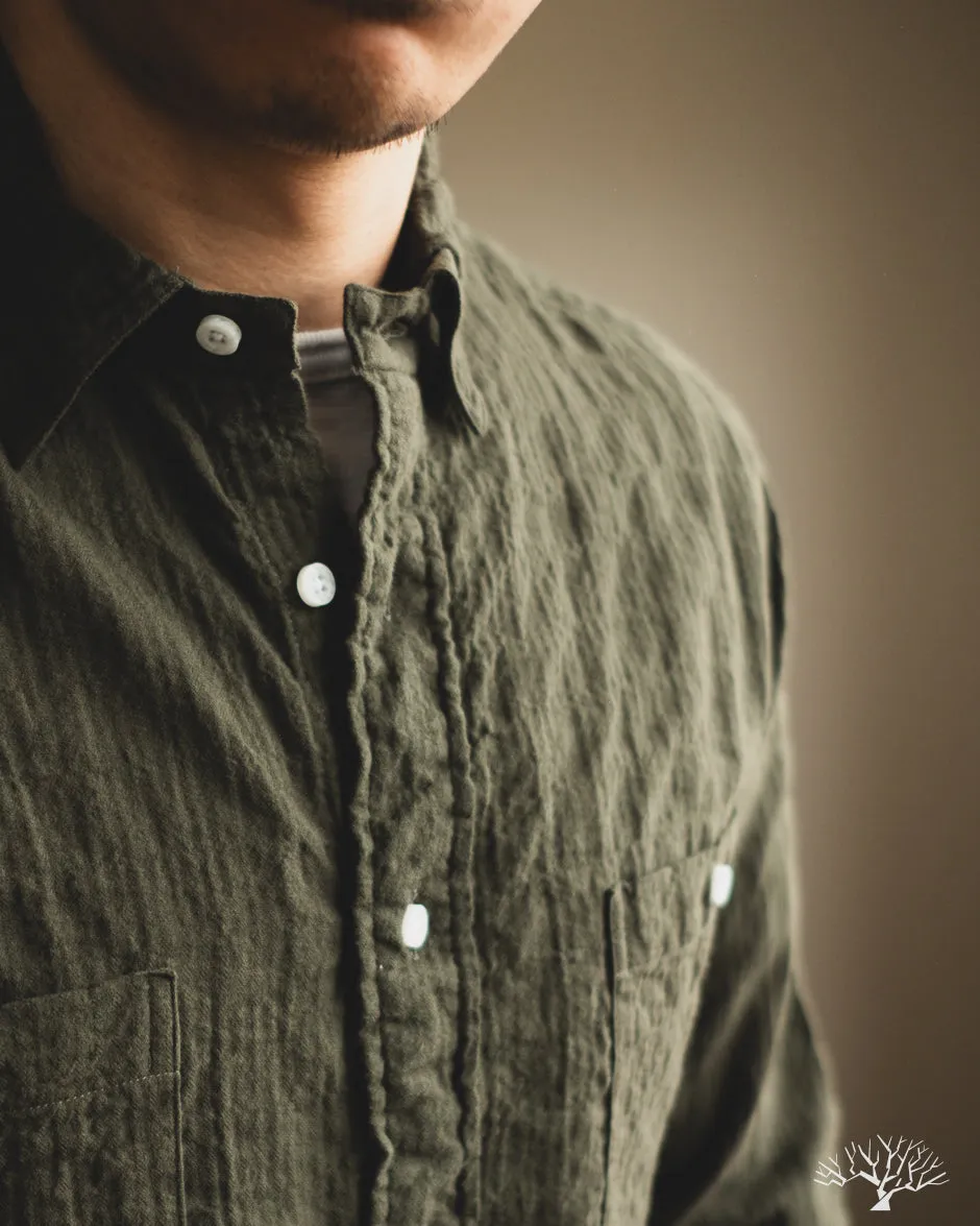 Olive Winter Seersucker Work Shirt