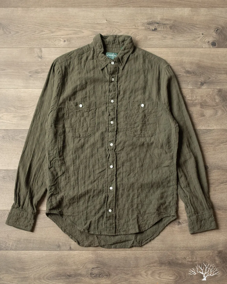 Olive Winter Seersucker Work Shirt