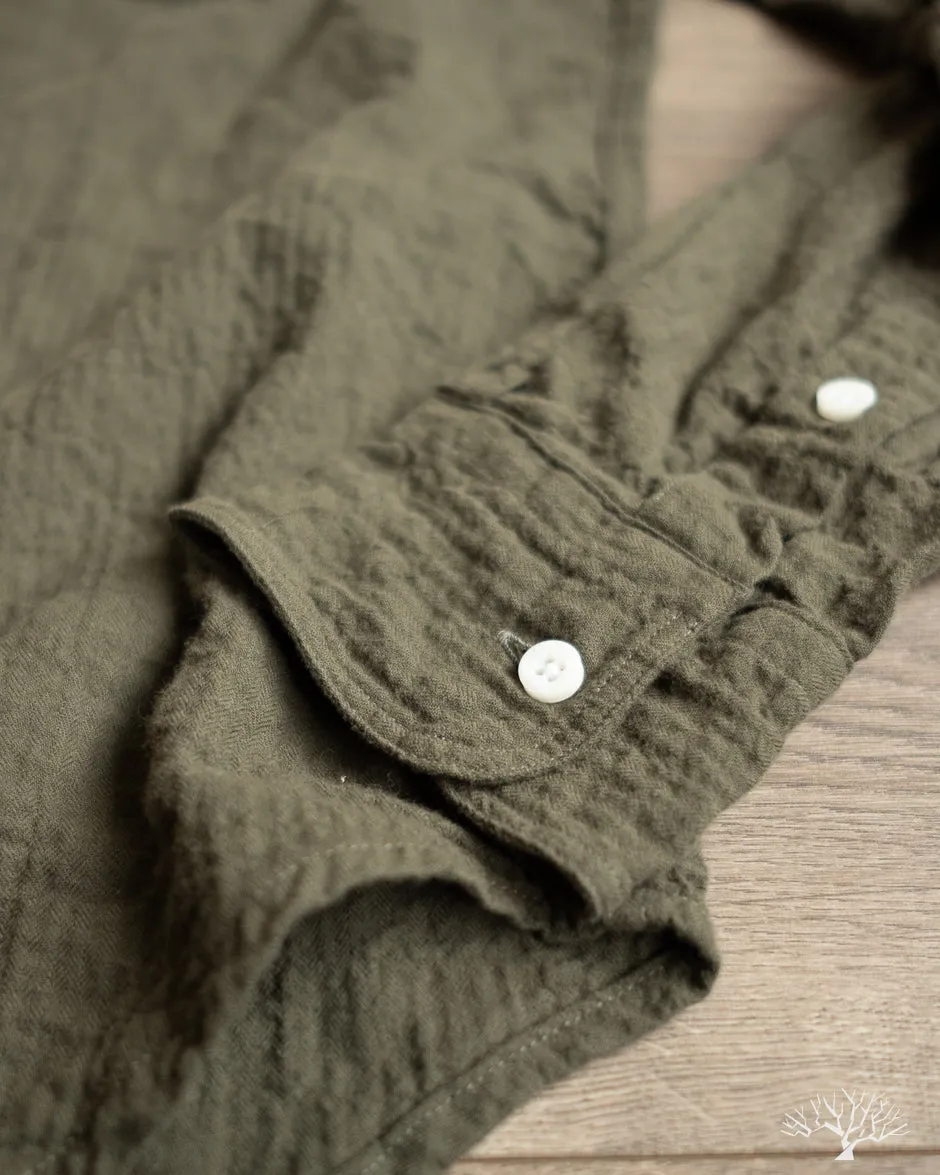 Olive Winter Seersucker Work Shirt