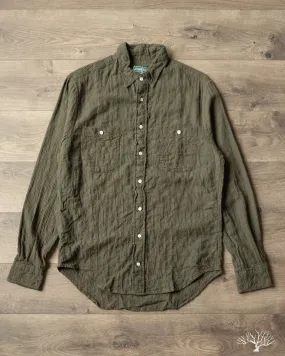 Olive Winter Seersucker Work Shirt
