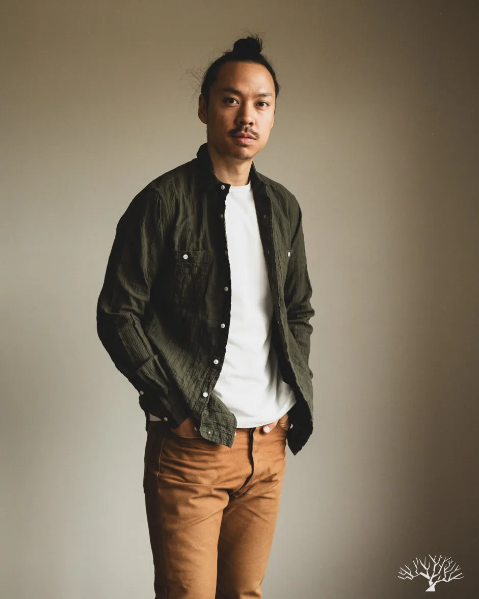 Olive Winter Seersucker Work Shirt